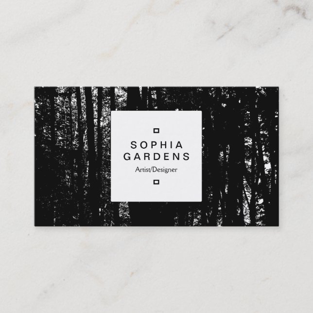 Square Label 03a - Dark Wood Business Card (Front)