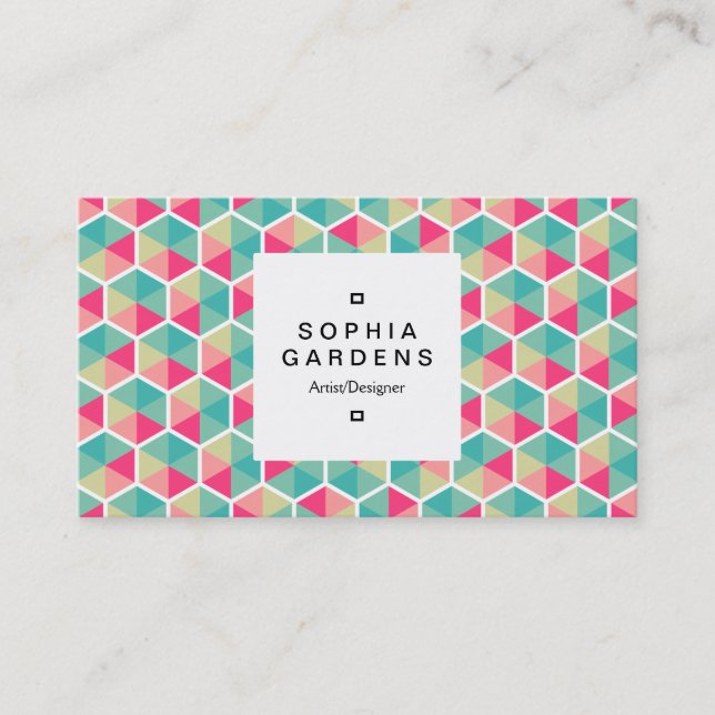 Square Label 03a - Hexagonal Pattern 02 Business Card (Front)