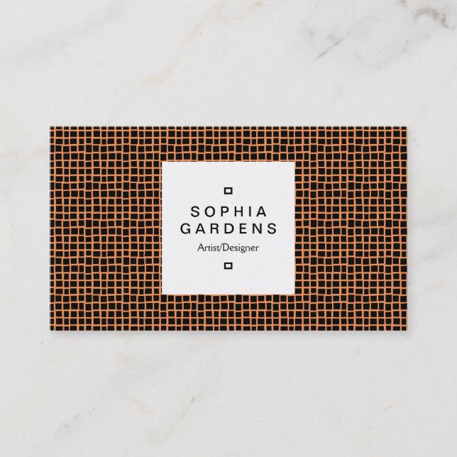 Square Label 03a - Irregular Squares - Orange Business Card (Front)