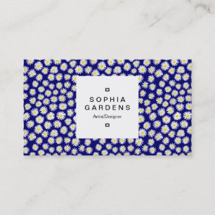 Square Label 03a - Watercolor Daisies Business Card