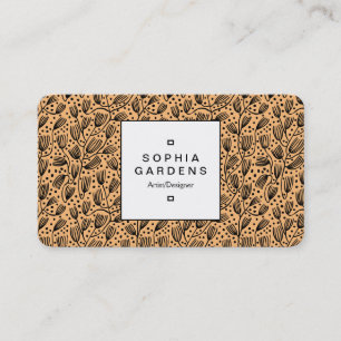 Square Label 04 - Bark Cloth Pattern - Sandy Business Card
