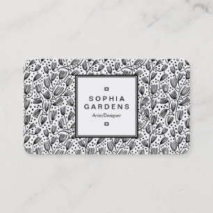 Square Label 05 - Bark Cloth Pattern - White Business Card