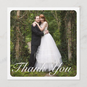 Square Large Photo Wedding Thank You in White