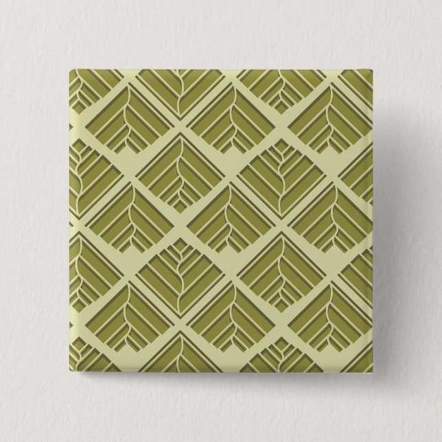 Square Leaf Pattern Gold Lime Light 15 Cm Square Badge (Front)