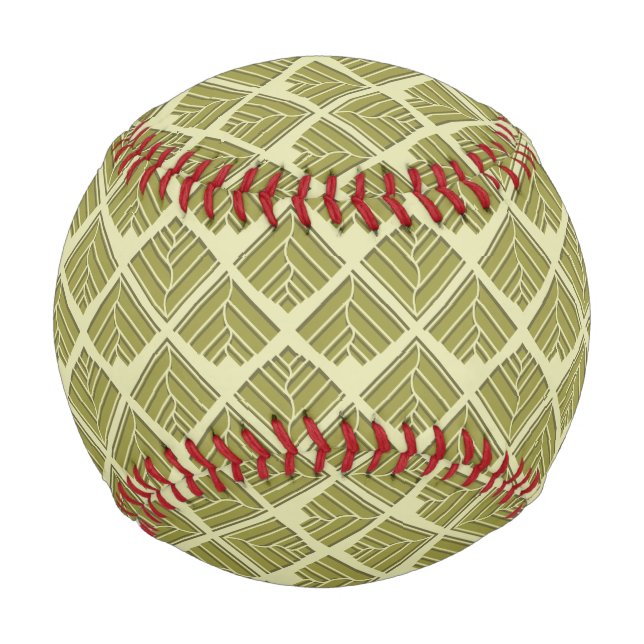 Square Leaf Pattern Gold Lime Light Baseball (Back)