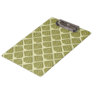 Square Leaf Pattern Gold Lime Light Clipboard
