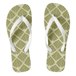 Square Leaf Pattern Gold Lime Light Jandals