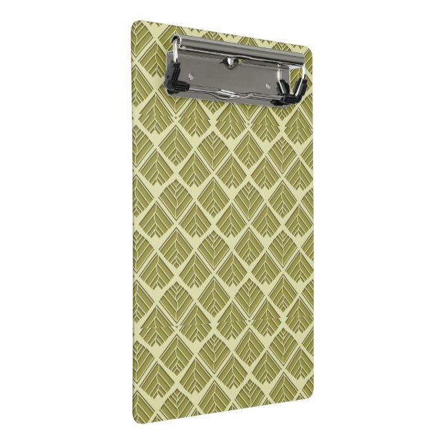 Square Leaf Pattern Gold Lime Light Mini Clipboard (Angled)