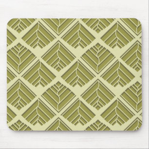 Square Leaf Pattern Gold Lime Light Mouse Pad
