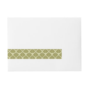 Square Leaf Pattern Gold Lime Light Wraparound Address Label
