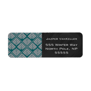 Square Leaf Pattern Teal Neutral