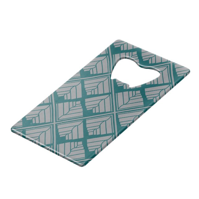 Square Leaf Pattern Teal Neutral (Back Angled)