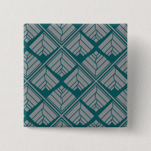 Square Leaf Pattern Teal Neutral 15 Cm Square Badge