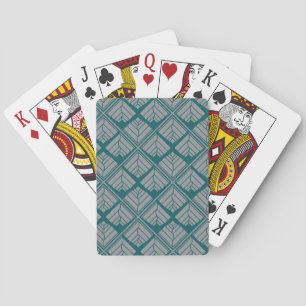 Square Leaf Pattern Teal Neutral Playing Cards