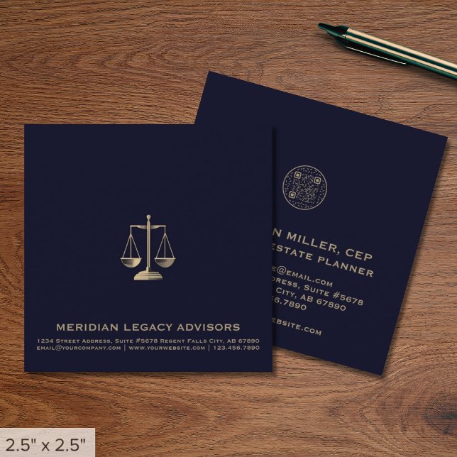 Square Legal Justice Scale Logo QR Code Square Business Card (Creator Uploaded)
