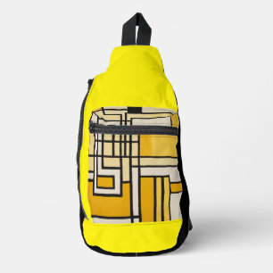 Square Line with Yellow Pattern Design - Sling Bag