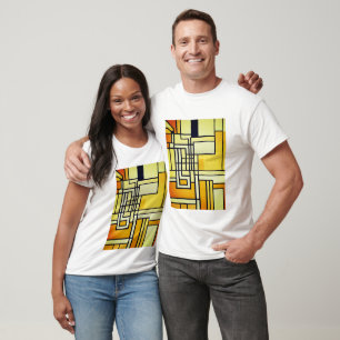 Square Line with Yellow Pattern Design - T-Shirt