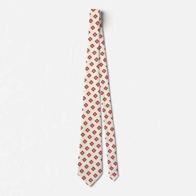 Square Logo Double Happiness Chinese Wedding Tie (Front)