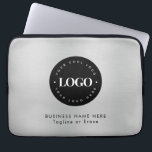 Square Magnet Silver & Black Business Logo Custom Laptop Sleeve<br><div class="desc">This elegant laptop sleeve would be great for your business/personal needs. Easily add the desired logo by clicking on the "personalise" option.</div>