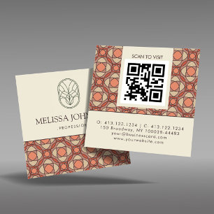 Square Mid-Century Modern Pattern QR Business Card