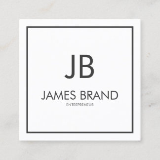 Square Minimalist Black and White Monogram Business Card