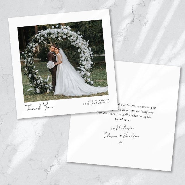 Square Minimalist Photo Wedding Thank You Card (Creator Uploaded)