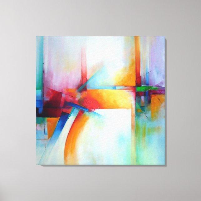 Square Modern Abstract Art Elegant Acrly Painting Canvas Print (Front)