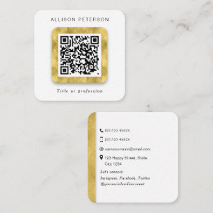 Square Modern gold networking professional QR code Square Business Card