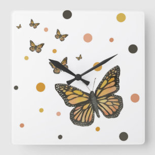 Square monarch butterfly clock