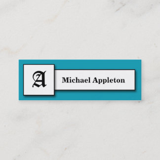 Square Monogram Blue Calling Cards