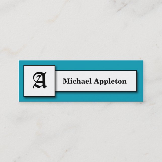 Square Monogram Blue Calling Cards (Front)