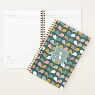 Square Monogram Initial Floral Petals Pattern Planner