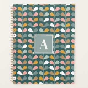 Square Monogram Initial Floral Petals Pattern Planner