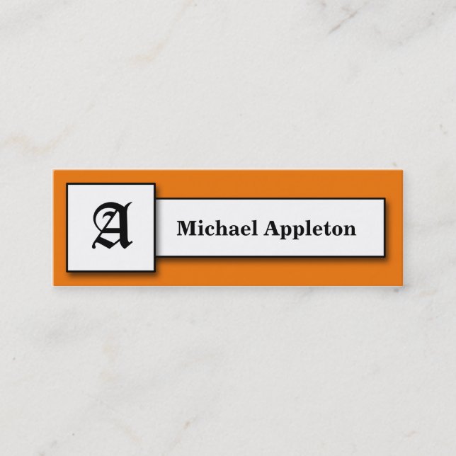 Square Monogram Orange Calling Cards (Front)