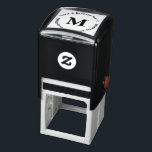 Square Monogram Stamp with Upper and Lower Lines<br><div class="desc">Your monogram and two lines of custom text highlight this square self-inking stamp.</div>