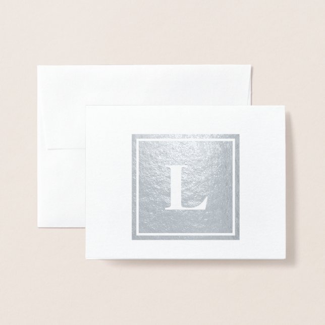 Square Monogram Thank You Note Foil Card (Front With Envelope)