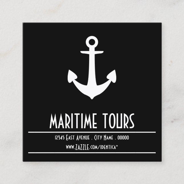square nautical anchor instagram photo appointment card (Front)