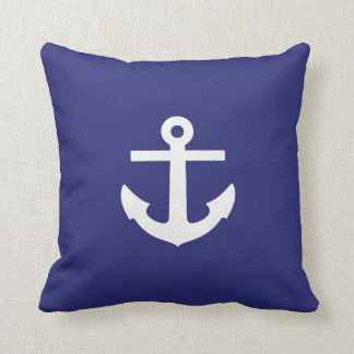 Square Navy Blue Anchor Pillow