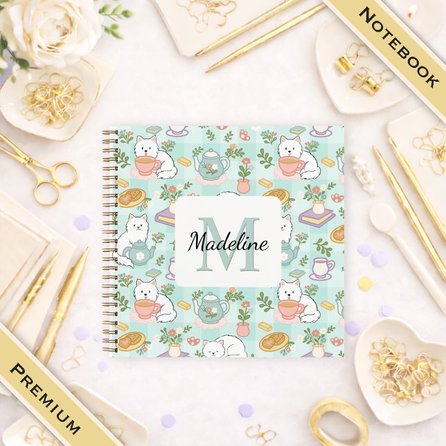 Square Notebook Personalized Tea Book Cats Green (Creator Uploaded)