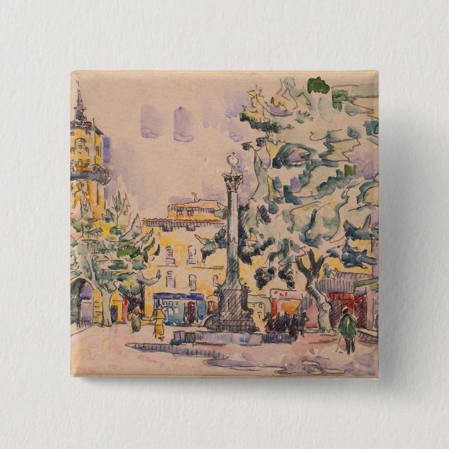 Square of the Hotel de Ville in Aix-en-Provence 15 Cm Square Badge (Front)