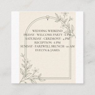 Square Olive Wedding Weekend Itinerary Insert