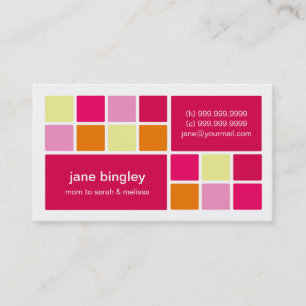 "Square One" Pink & Orange Mummy Business Card