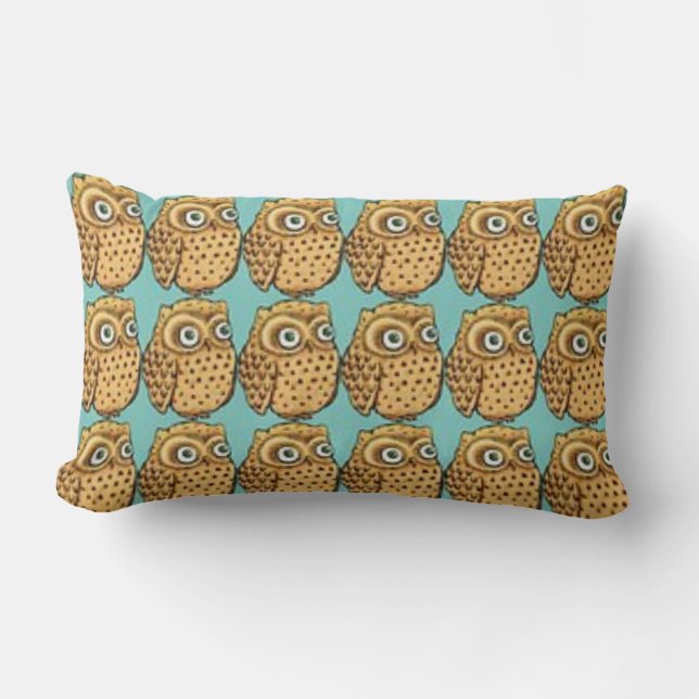 Square or Lumbar Owls on Blue Cushion (Front)