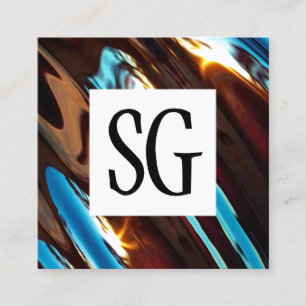 Square Panel - Initials - Abstract Metallic Business Card