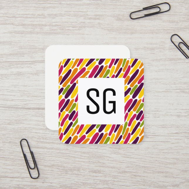 Square Panel - Initials - Colour Splash 030322 Square Business Card (Front/Back In Situ)