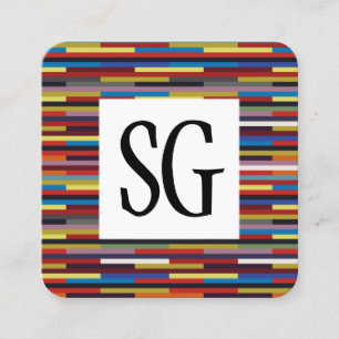 Square Panel - Initials - Colourful Stripes Business Card