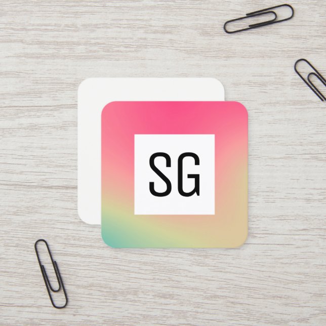 Square Panel - Initials - Gradient Square Square B Square Business Card (Front/Back In Situ)