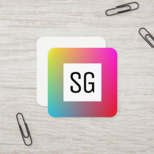 Square Panel - Initials - Gradient Y,M,B,R, Business Card