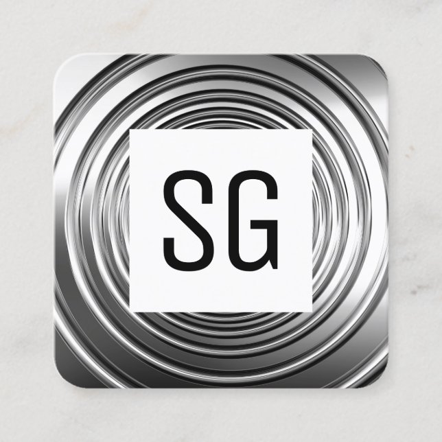 Square Panel - Initials - Long Spring B&W Business Card (Front)