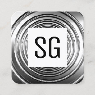 Square Panel - Initials - Long Spring B&W Square Business Card